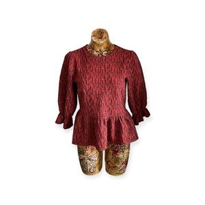 Ro & De red blue top 3/4 sleeves XS
